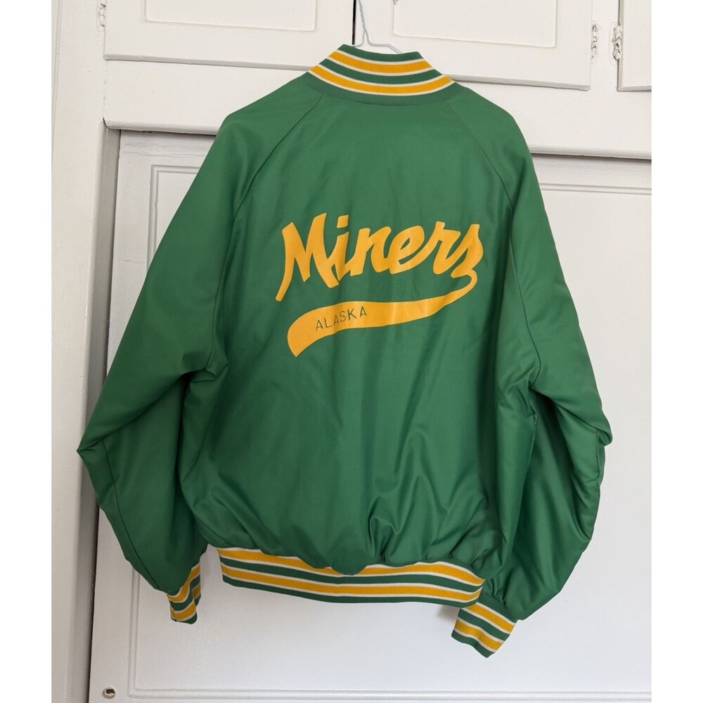 West Ark Miners Alaska Bomber Jacket Men’s XL Green Snap Front Lined Pockets